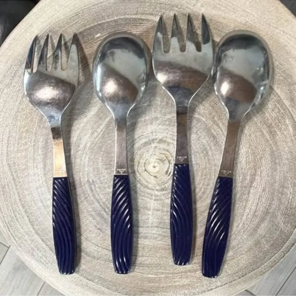 Yamazaki 4-Piece Stainless Steel Flatware Set with Blue Handles